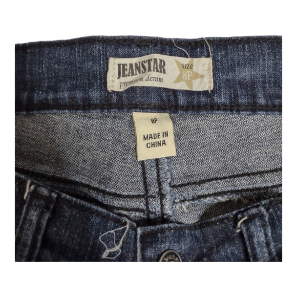 Jeanstar womens Dark Blue Denim Jeans Size 8P Embellished Painted Leopard - Picture 3 of 11